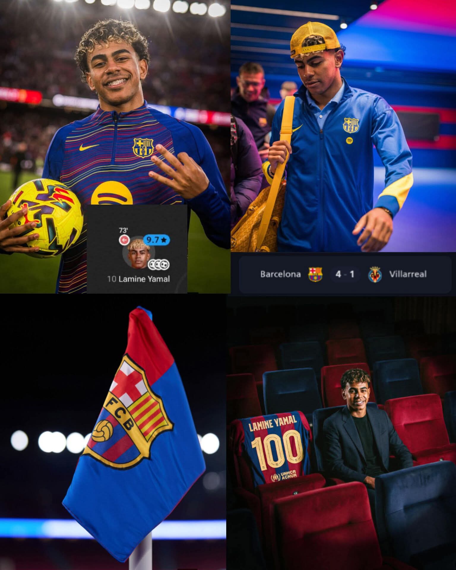 رباعيه واداء جميل جداً من البارسا يبقيه مهيمن على صدارة الليغا ويغرق الغواصات الصفراء في الكامب نو.