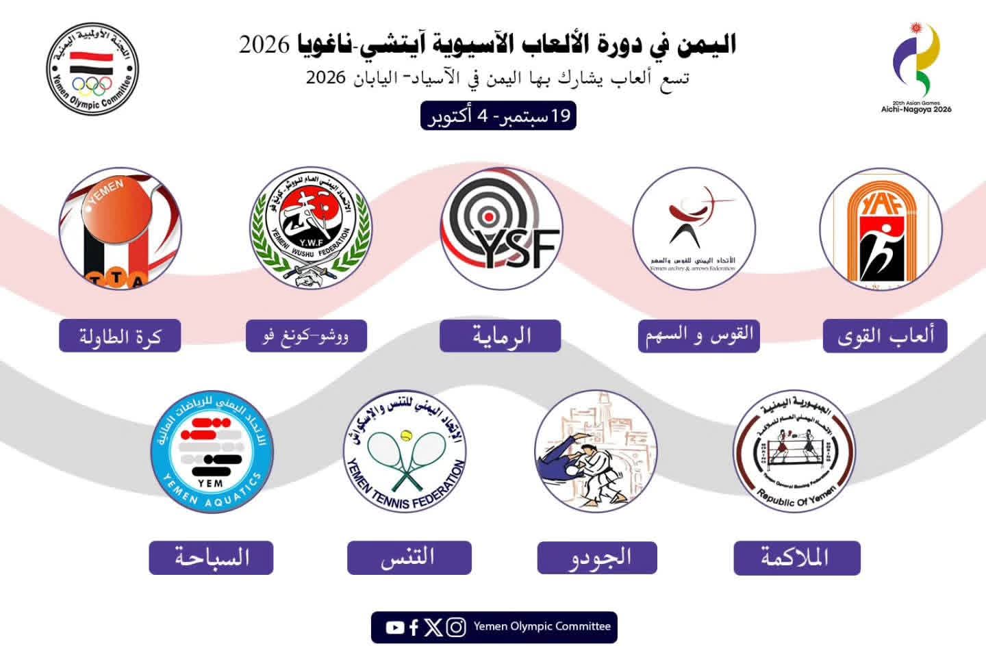 بلادنا تشارك في 9 العاب في دورة الألعاب الآسيوية