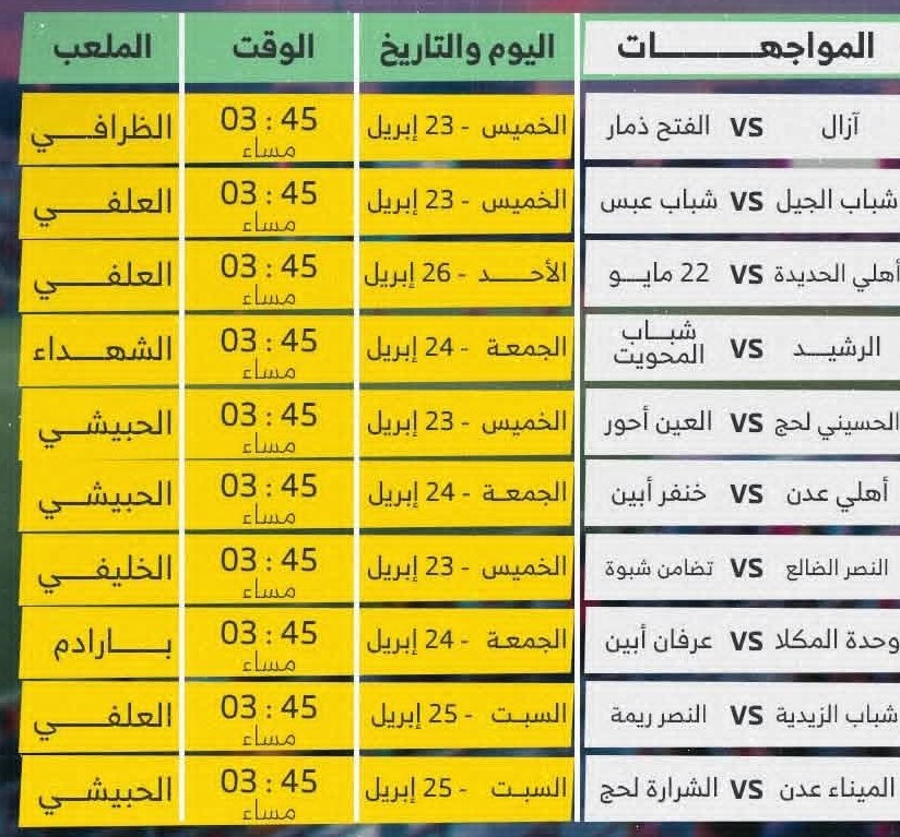 مواجهات الأسبوع الأول من بطولة كأس الجمهورية لكرة القدم