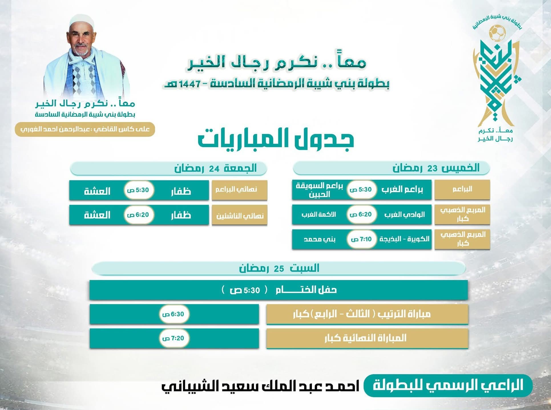 المربع الذهبي لبطولة بني شيبة السادسة يشتعل: ديربي "الغرب" بين الوادي والأكمة يحبس الأنفاس، و"صدام القوى" يجمع هجوم بني محمد بنجوم الكويرة