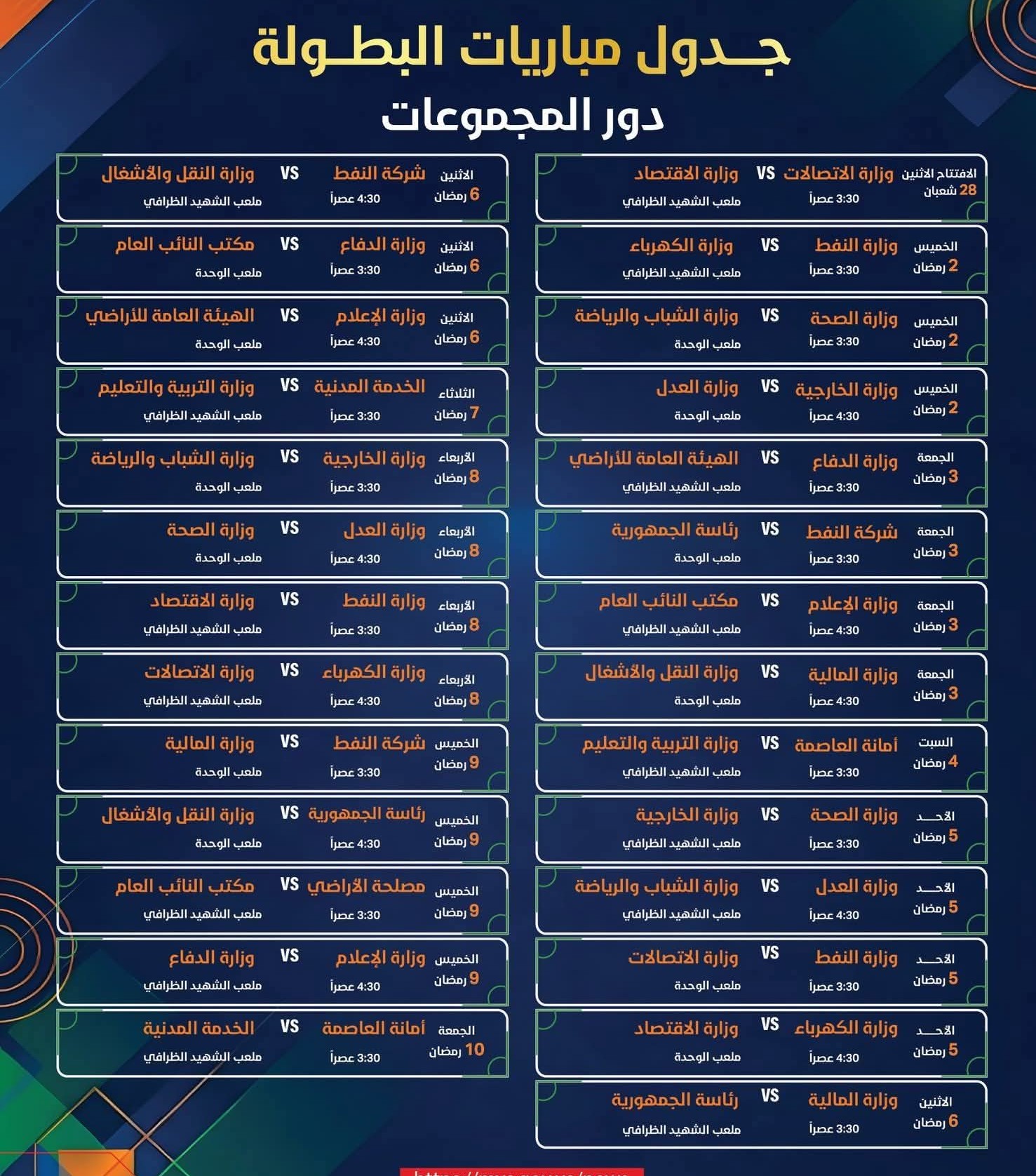 وجهة نظر حول بطولة الوزارات والمؤسسات !!