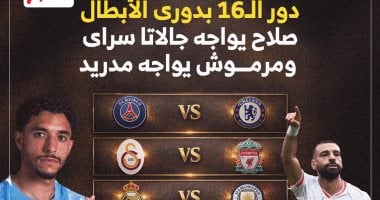 جدول مباريات دور الـ 16 في دوري أبطال أوروبا.. إنفوجراف