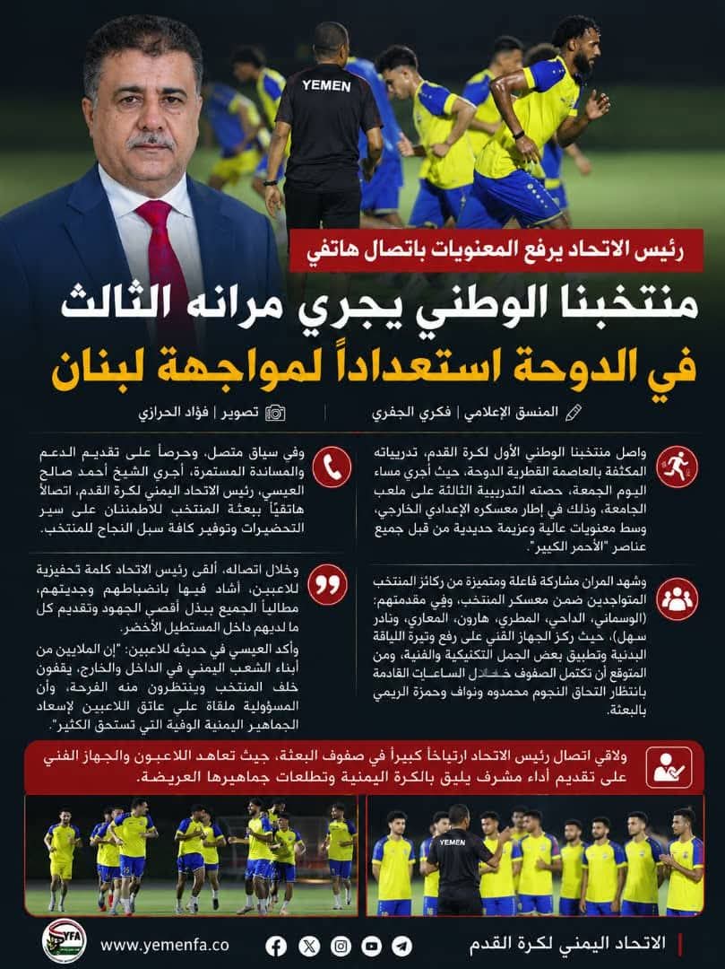 منتخبنا الوطني لكرة القدم يجرى  مرانه الثالث  على ملعب الجامعة.